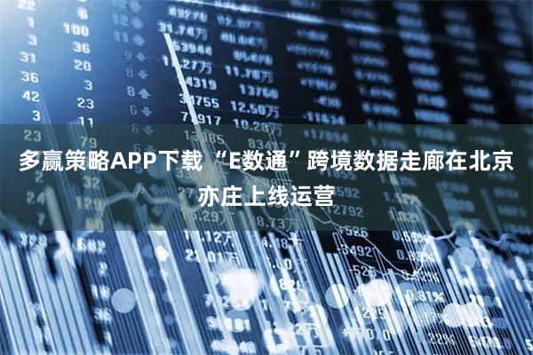 多赢策略APP下载 “E数通”跨境数据走廊在北京亦庄上线运营